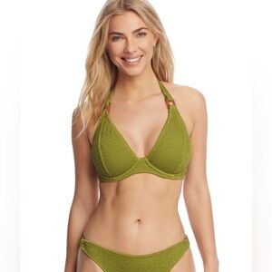 Green textured Miss mandalay bikini 32G top, S bottom